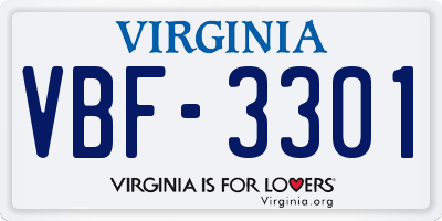 VA license plate VBF3301