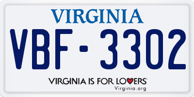 VA license plate VBF3302