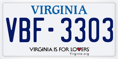 VA license plate VBF3303