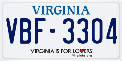VA license plate VBF3304