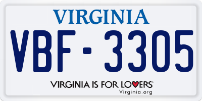 VA license plate VBF3305