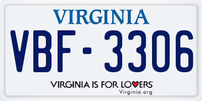 VA license plate VBF3306