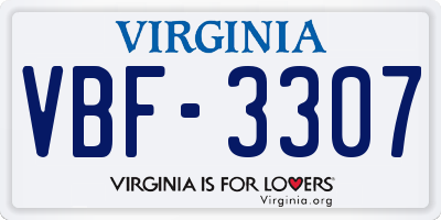 VA license plate VBF3307