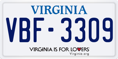 VA license plate VBF3309