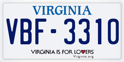 VA license plate VBF3310