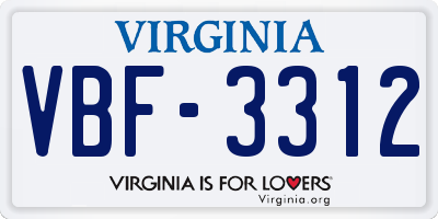 VA license plate VBF3312