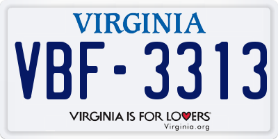 VA license plate VBF3313