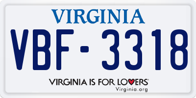 VA license plate VBF3318