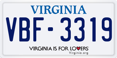 VA license plate VBF3319
