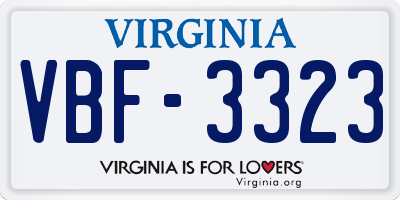 VA license plate VBF3323