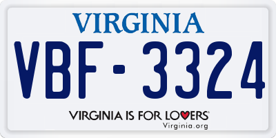 VA license plate VBF3324