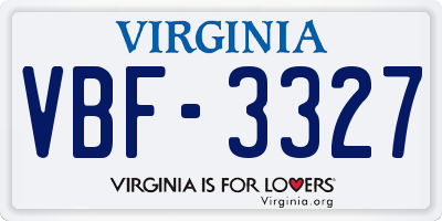 VA license plate VBF3327