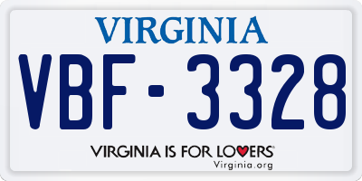 VA license plate VBF3328