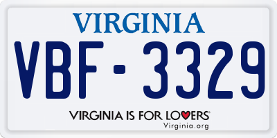 VA license plate VBF3329