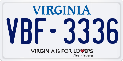 VA license plate VBF3336