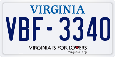 VA license plate VBF3340