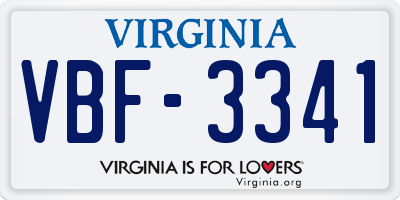 VA license plate VBF3341