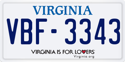 VA license plate VBF3343