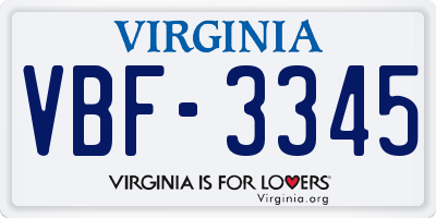 VA license plate VBF3345