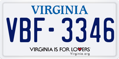 VA license plate VBF3346