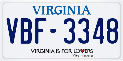 VA license plate VBF3348