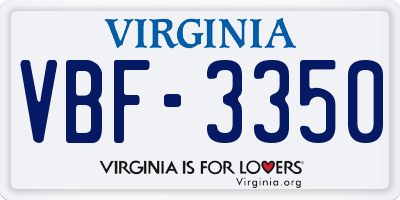 VA license plate VBF3350