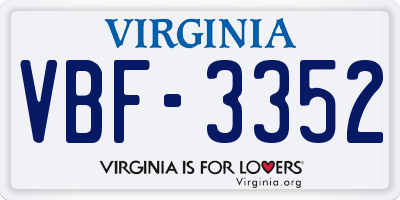 VA license plate VBF3352