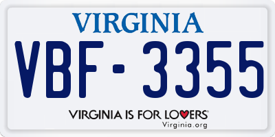 VA license plate VBF3355