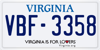 VA license plate VBF3358