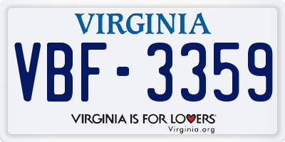 VA license plate VBF3359