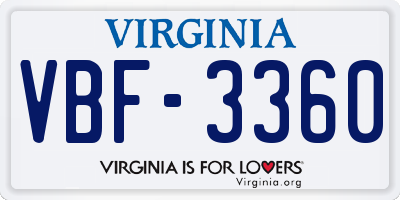 VA license plate VBF3360