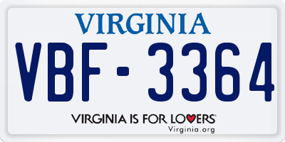 VA license plate VBF3364