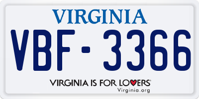 VA license plate VBF3366