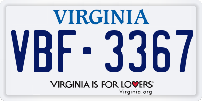 VA license plate VBF3367