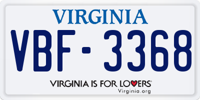 VA license plate VBF3368
