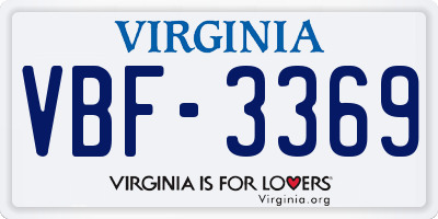 VA license plate VBF3369