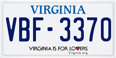 VA license plate VBF3370