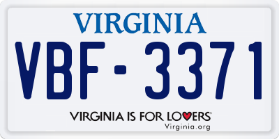 VA license plate VBF3371