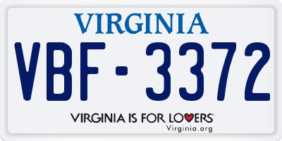 VA license plate VBF3372