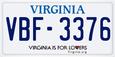 VA license plate VBF3376