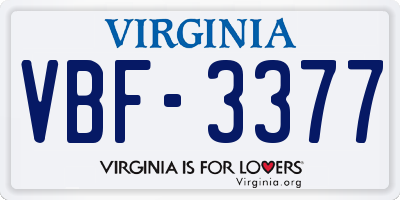 VA license plate VBF3377