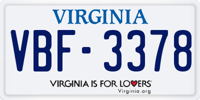 VA license plate VBF3378