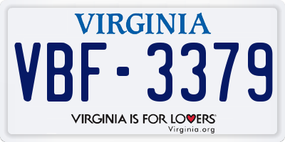 VA license plate VBF3379
