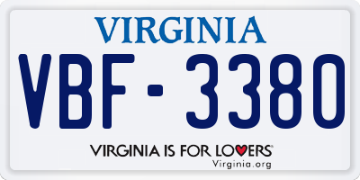 VA license plate VBF3380