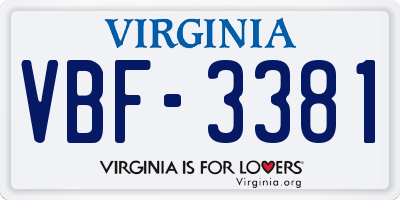 VA license plate VBF3381