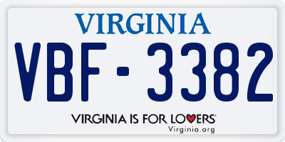 VA license plate VBF3382