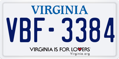 VA license plate VBF3384