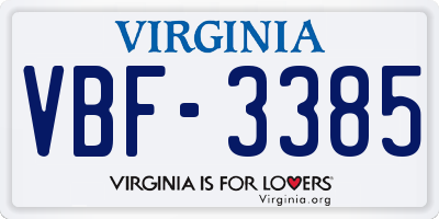 VA license plate VBF3385