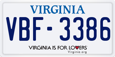 VA license plate VBF3386