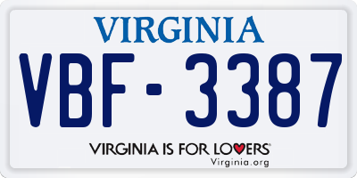 VA license plate VBF3387